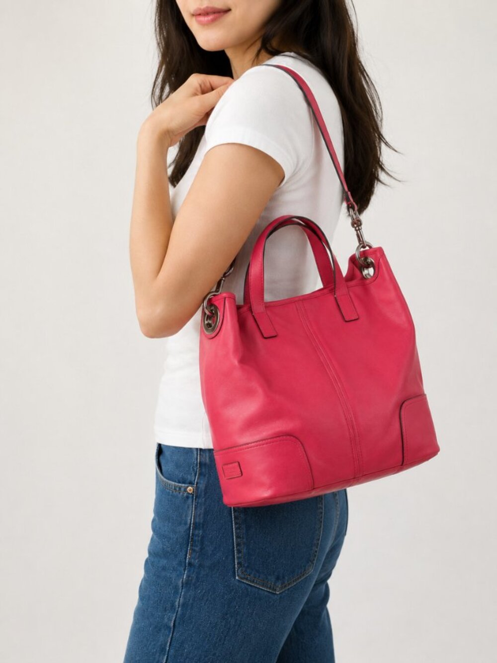 Coach Pink Leather Shoulder Bag